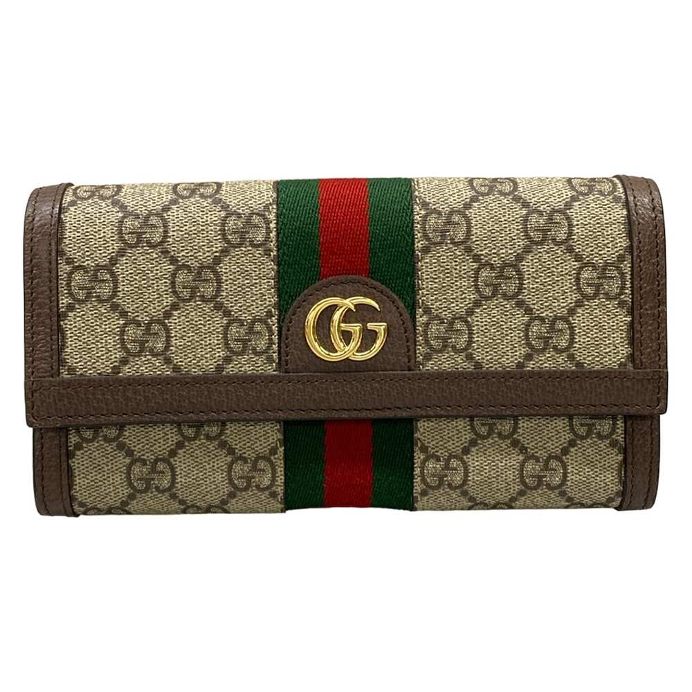 Gucci Ophidia Continental Wallet Long Wallet 523153 Dark Brown Red Green